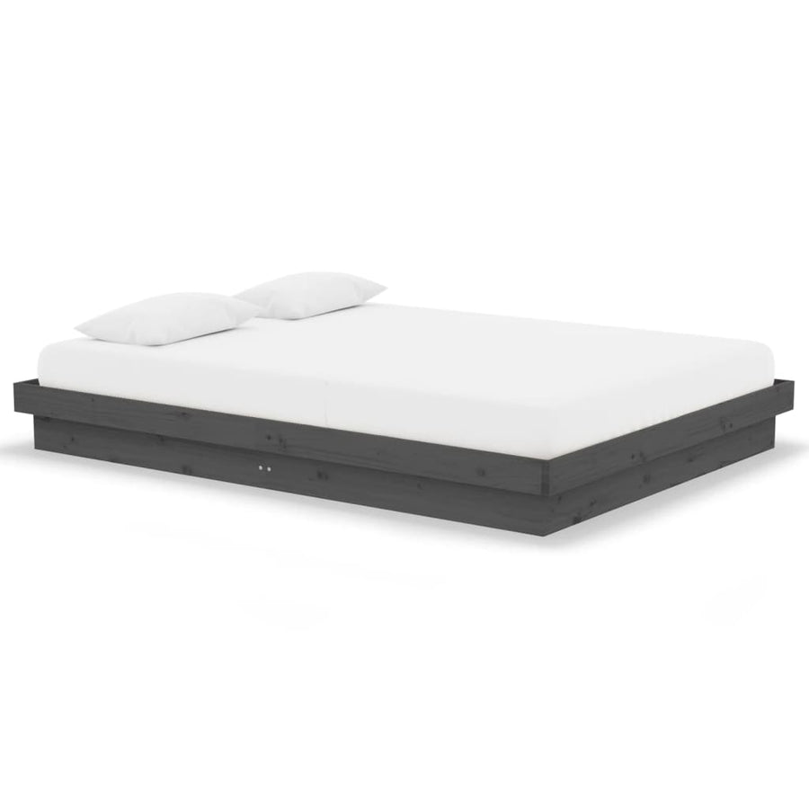 Bedframe Massief Hout Grijs 140X190 Cm