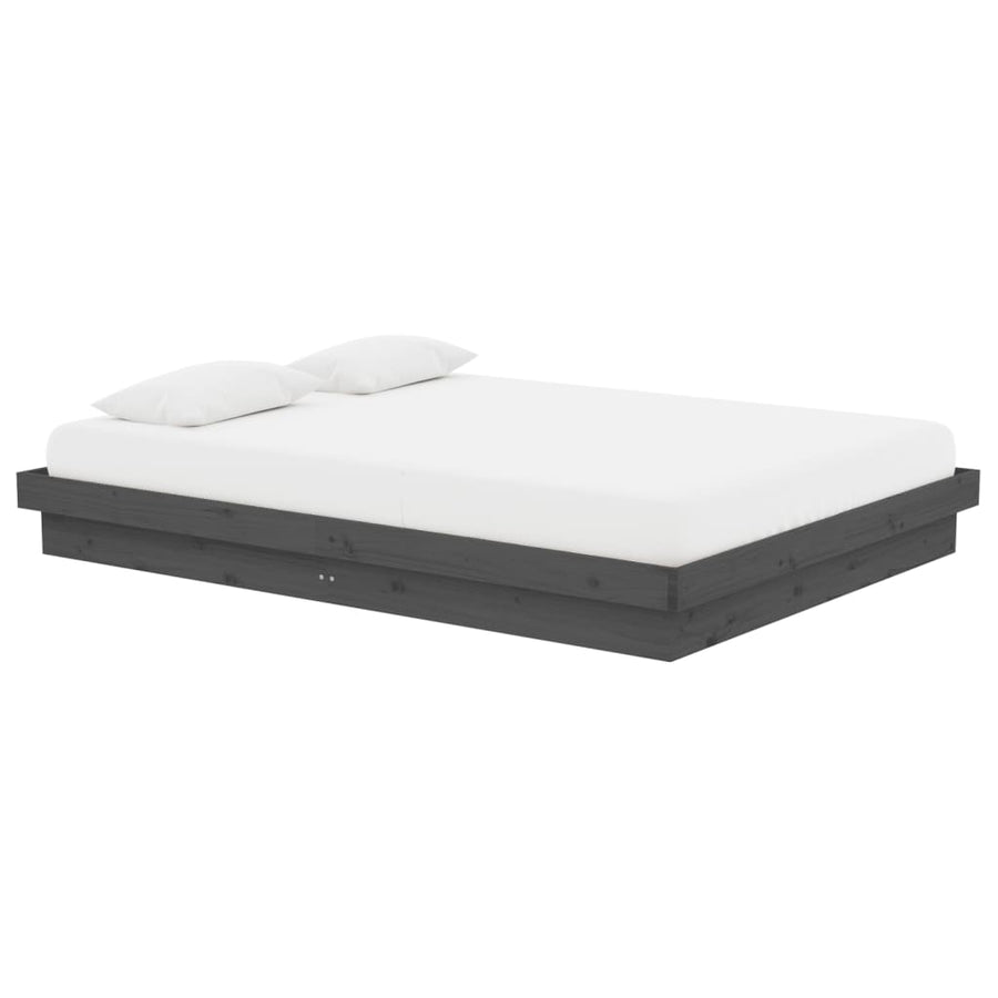 Bedframe Massief Hout Grijs 140X190 Cm