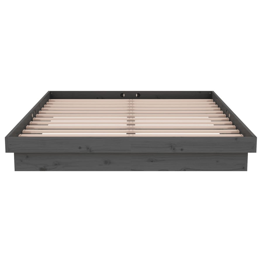 Bedframe Massief Hout Grijs 140X190 Cm