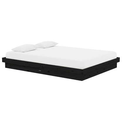 Bedframe Massief Hout Zwart 140X190 Cm