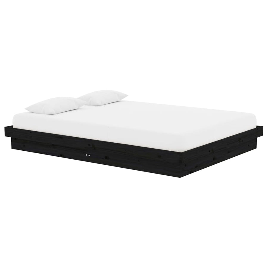 Bedframe Massief Hout Zwart 140X190 Cm