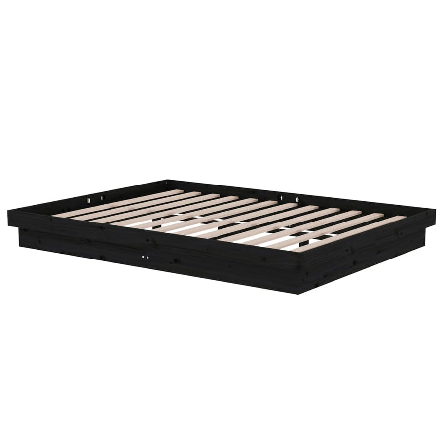 Bedframe Massief Hout Zwart 140X190 Cm