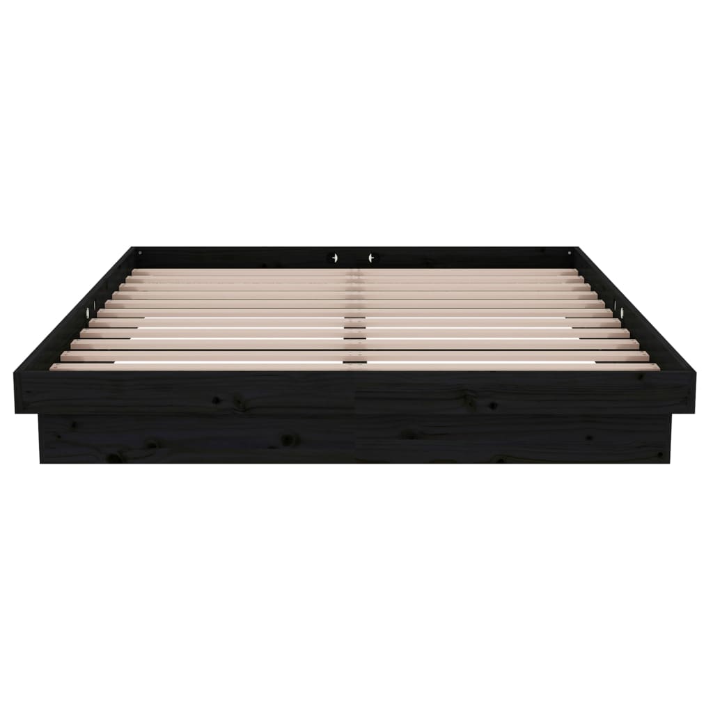 Bedframe Massief Hout Zwart 140X190 Cm