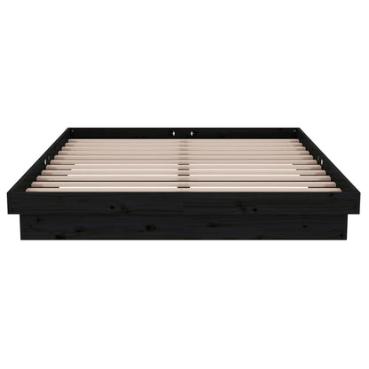 Bedframe Massief Hout Zwart 140X190 Cm
