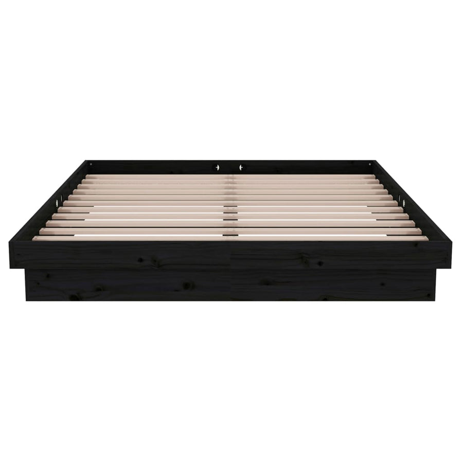 Bedframe Massief Hout Zwart 140X190 Cm