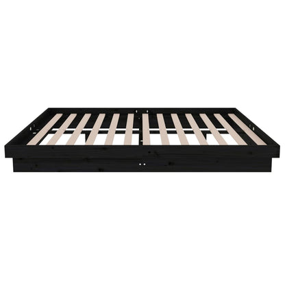 Bedframe Massief Hout Zwart 140X190 Cm