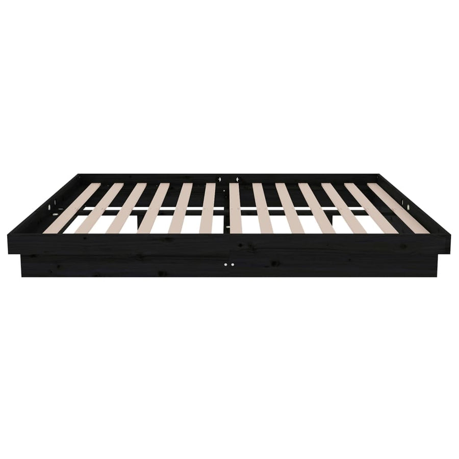 Bedframe Massief Hout Zwart 140X190 Cm