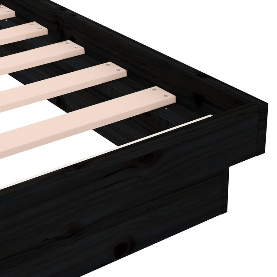 Bedframe Massief Hout Zwart 140X190 Cm