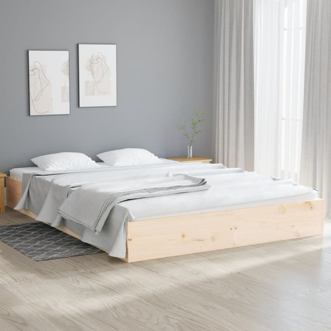 Bedframe Massief Hout Super King Size 180 x 200 cm Naturel