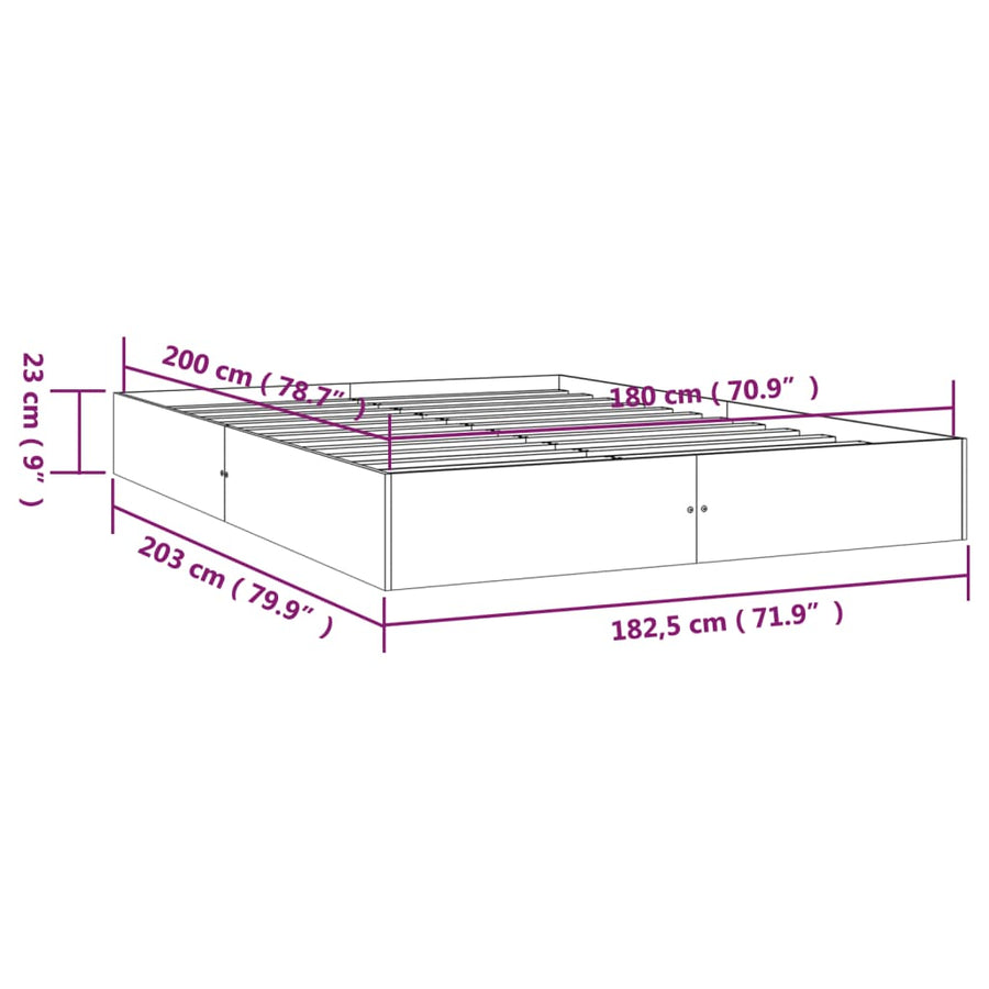 Bedframe Massief Hout Wit 180X200 Cm 6Ft Super King