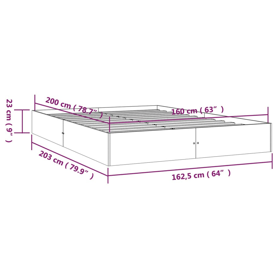 Bedframe Massief Hout Wit 160X200 Cm