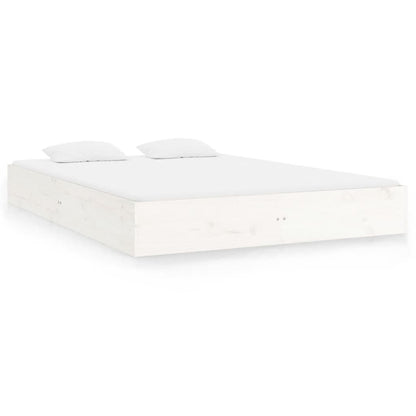 Bedframe Massief Hout Wit 150X200 Cm 5Ft King Size