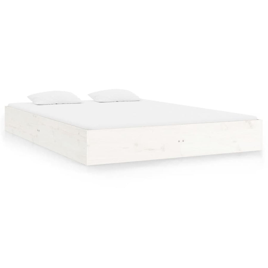 Bedframe Massief Hout Wit 150X200 Cm 5Ft King Size
