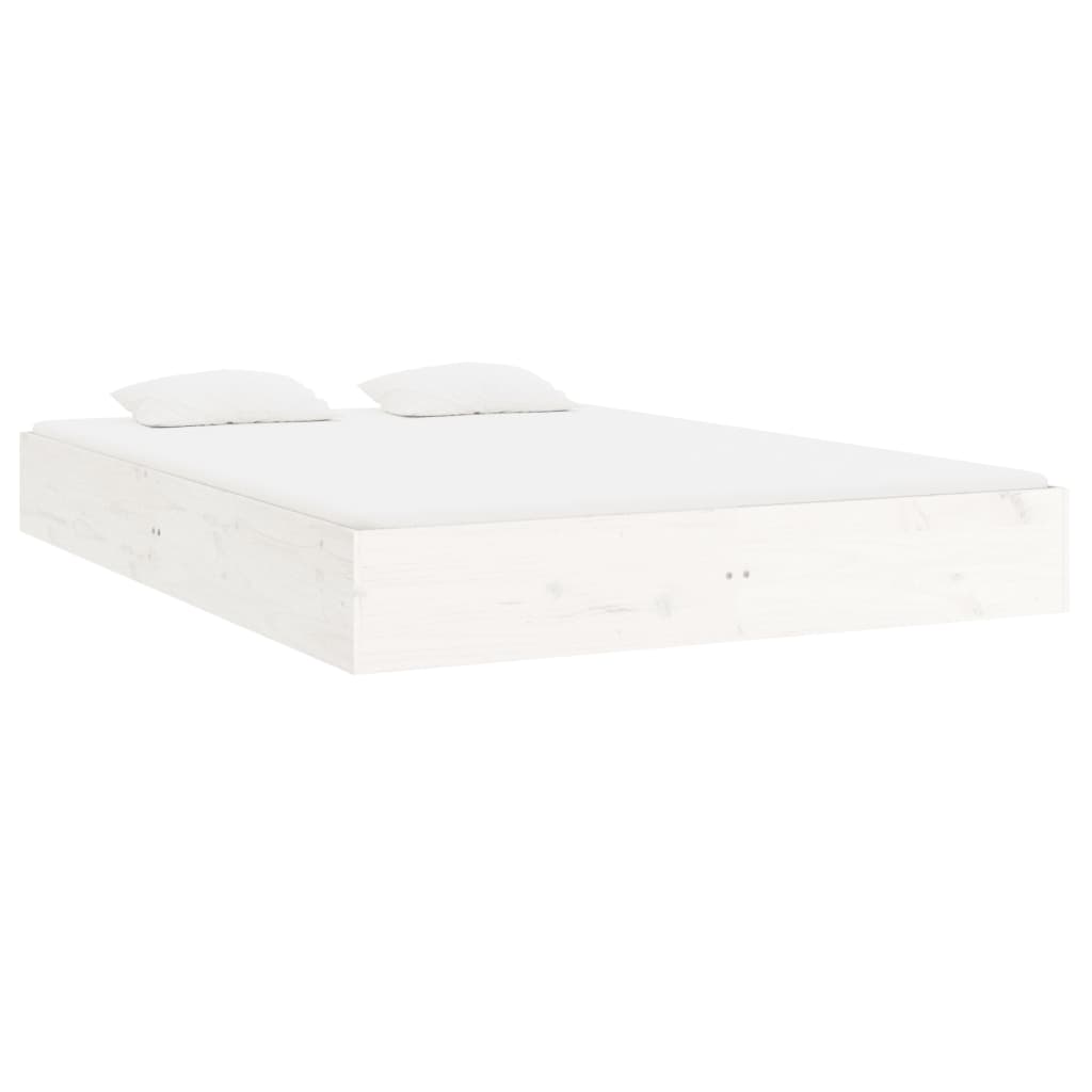 Bedframe Massief Hout Wit 150X200 Cm 5Ft King Size