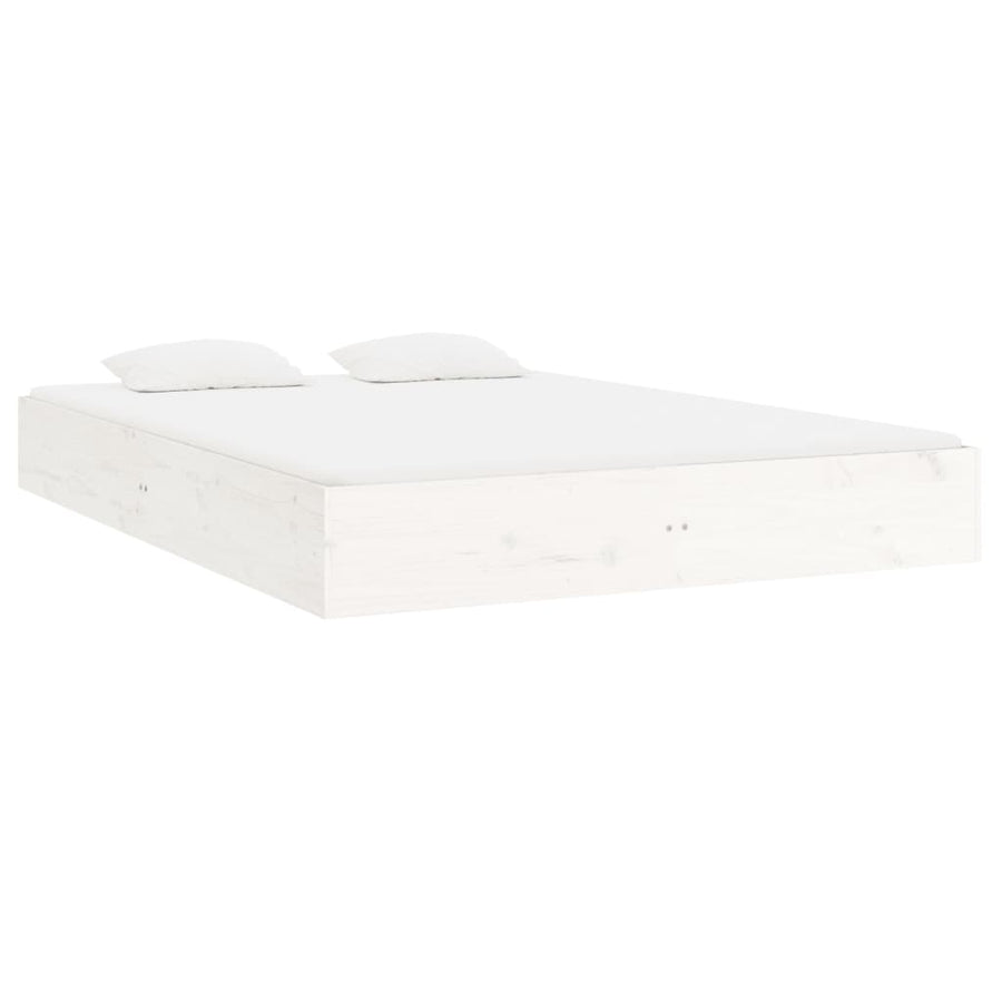 Bedframe Massief Hout Wit 150X200 Cm 5Ft King Size
