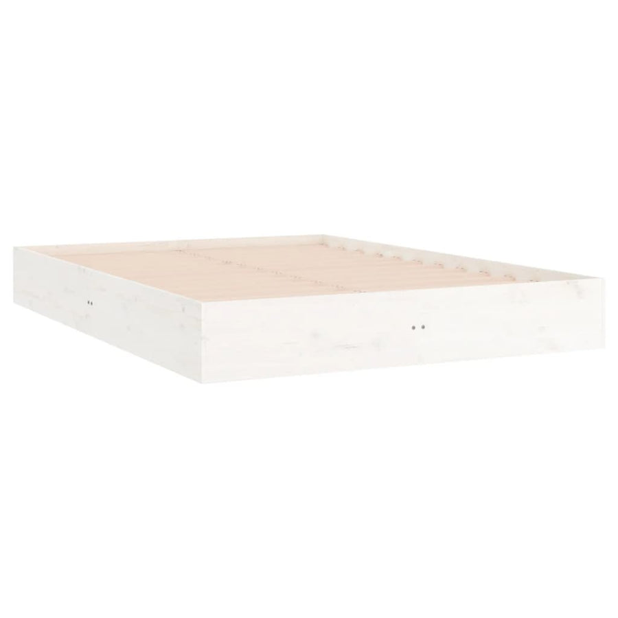 Bedframe Massief Hout Wit 150X200 Cm 5Ft King Size