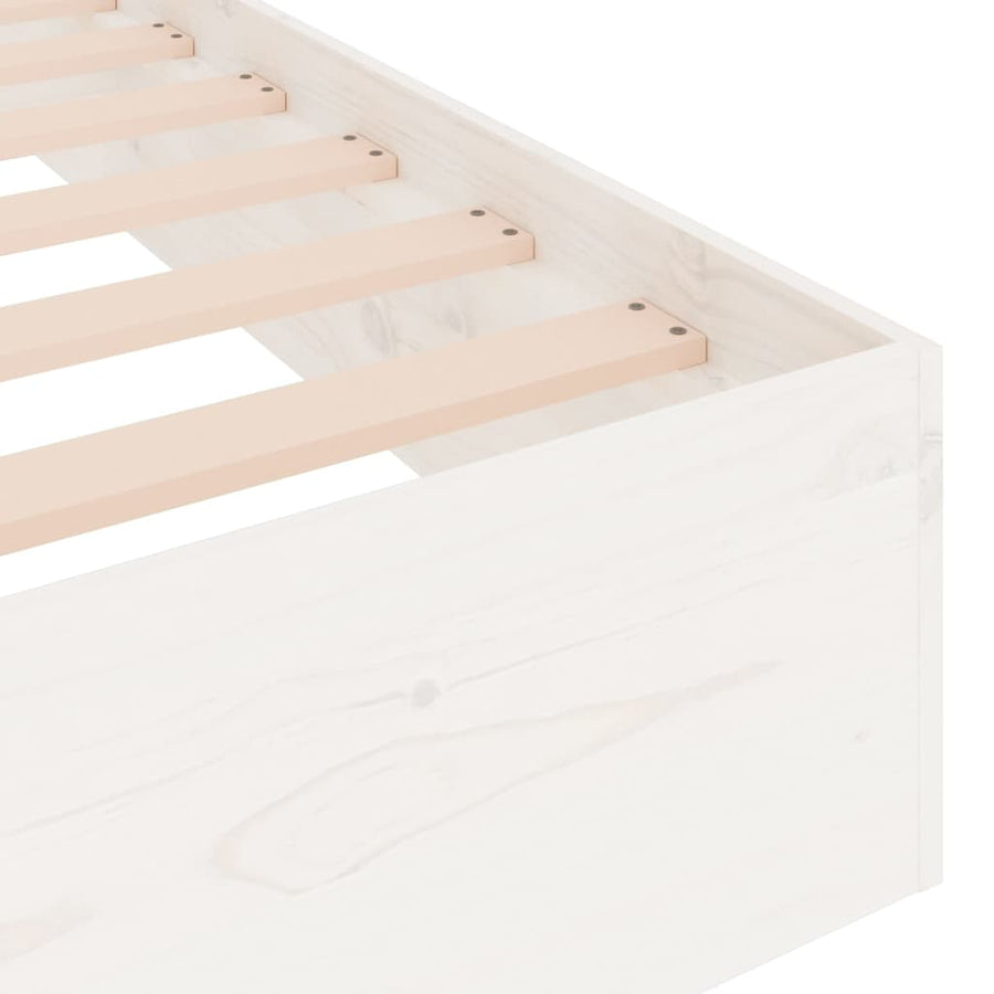 Bedframe Massief Hout Wit 150X200 Cm 5Ft King Size