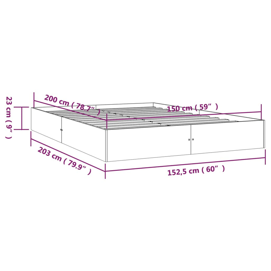 Bedframe Massief Hout Wit 150X200 Cm 5Ft King Size