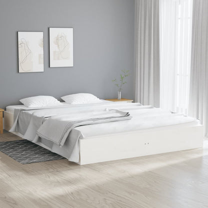 Bedframe Massief Hout Wit 150X200 Cm 5Ft King Size