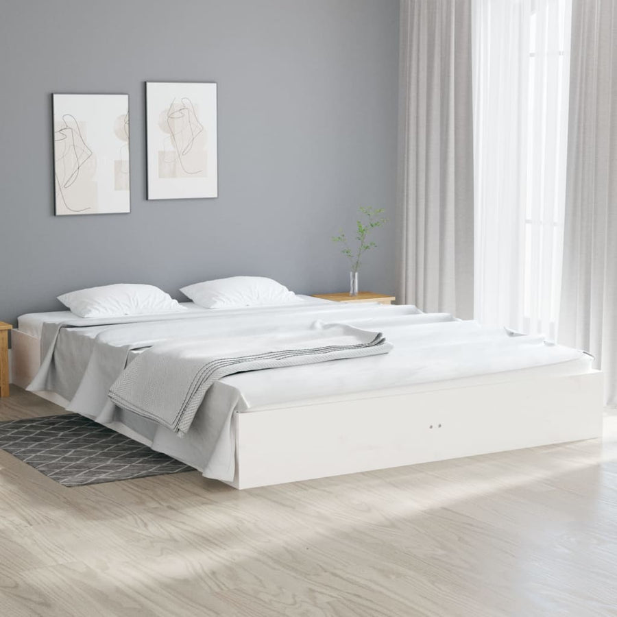 Bedframe Massief Hout Wit 140X200 Cm