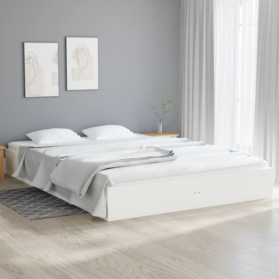 Bedframe Massief Hout Wit 120X200 Cm