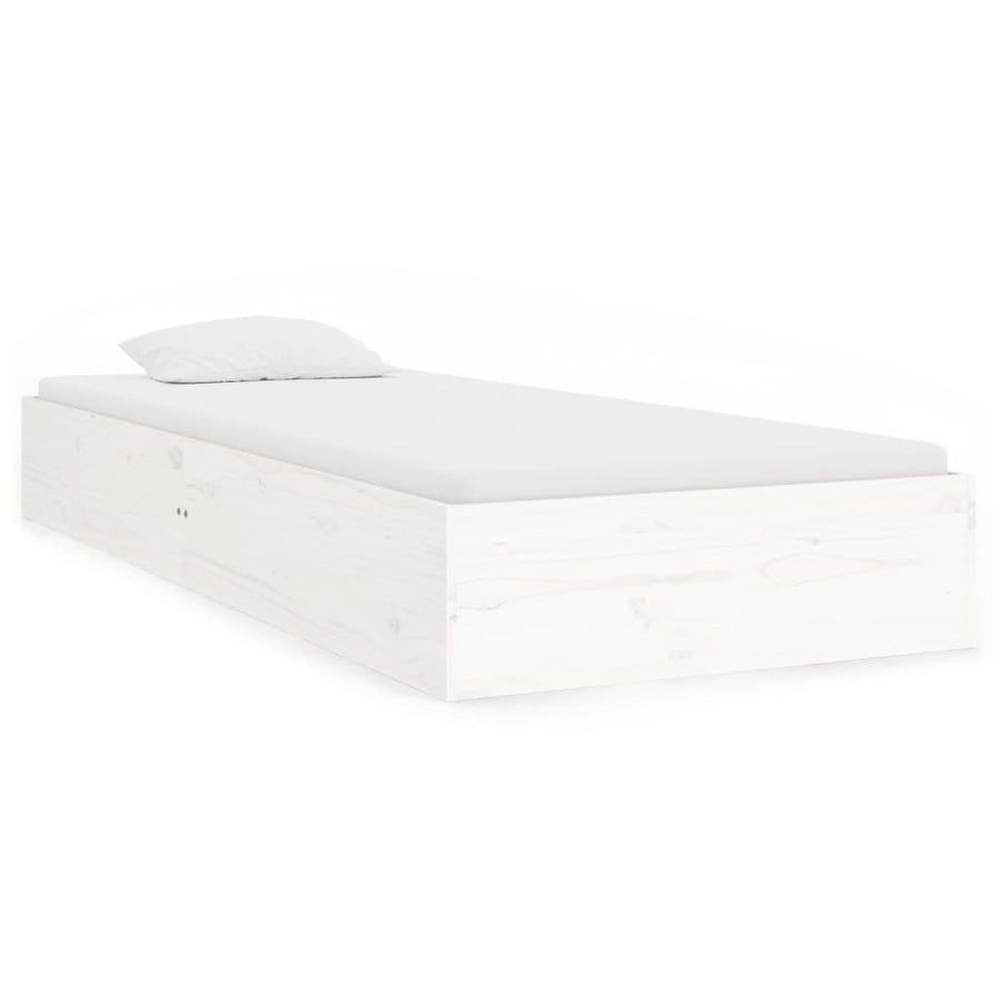 Bedframe Massief Hout Wit 75X190 Cm 2Ft6 Small Single