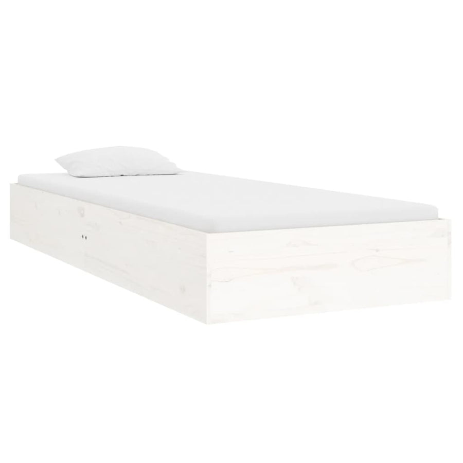 Bedframe Massief Hout Wit 75X190 Cm 2Ft6 Small Single