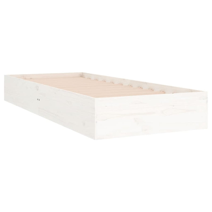 Bedframe Massief Hout Wit 75X190 Cm 2Ft6 Small Single