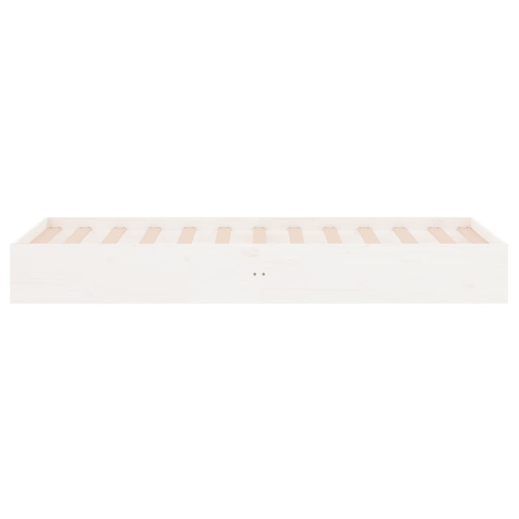 Bedframe Massief Hout Wit 75X190 Cm 2Ft6 Small Single