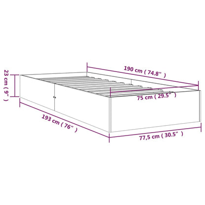 Bedframe Massief Hout Wit 75X190 Cm 2Ft6 Small Single