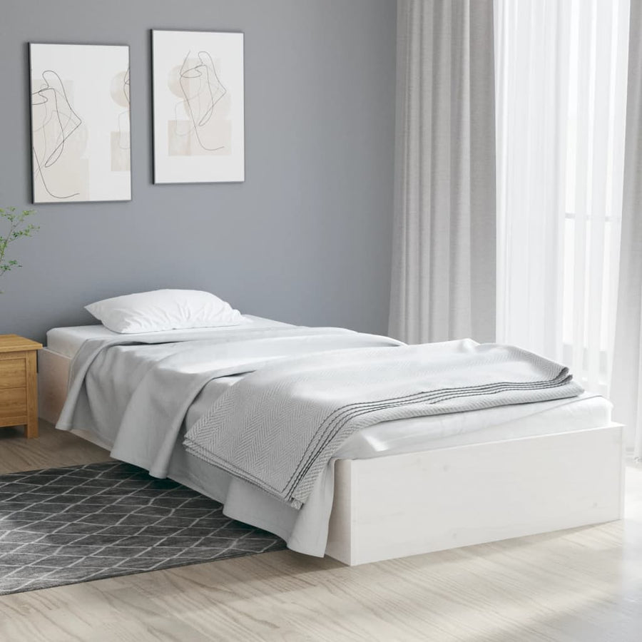 Bedframe Massief Hout Wit 75X190 Cm 2Ft6 Small Single