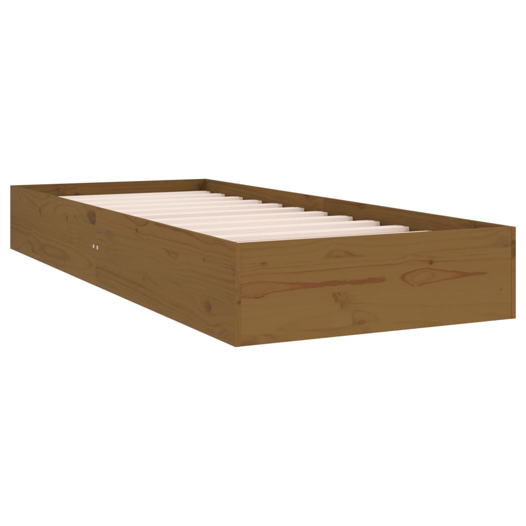 Bedframe Massief Hout Honingbruin 75X190 Cm 2Ft6 Small Single