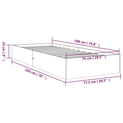 Bedframe Massief Hout Honingbruin 75X190 Cm 2Ft6 Small Single