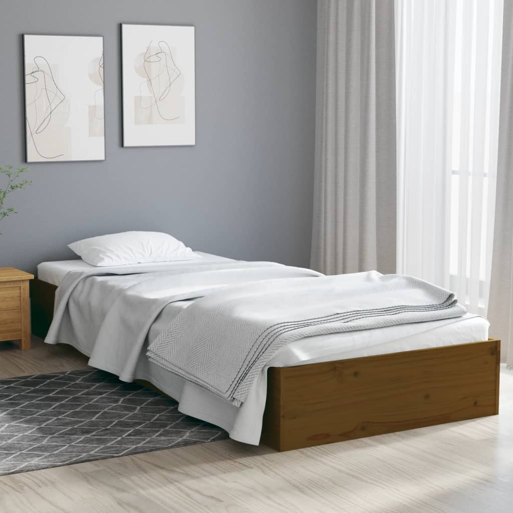 Bedframe Massief Hout Honingbruin 75X190 Cm 2Ft6 Small Single
