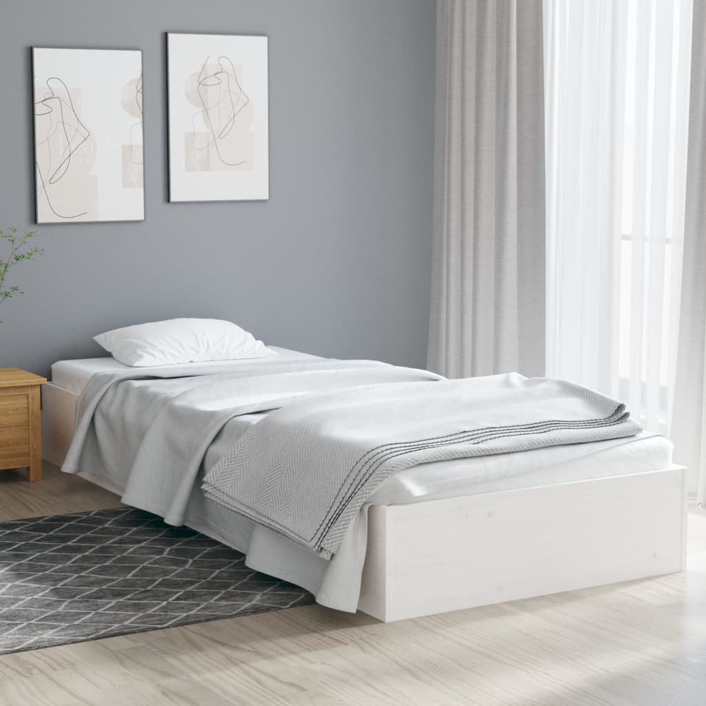 Bedframe Massief Hout Wit 90X190 Cm 3Ft Single
