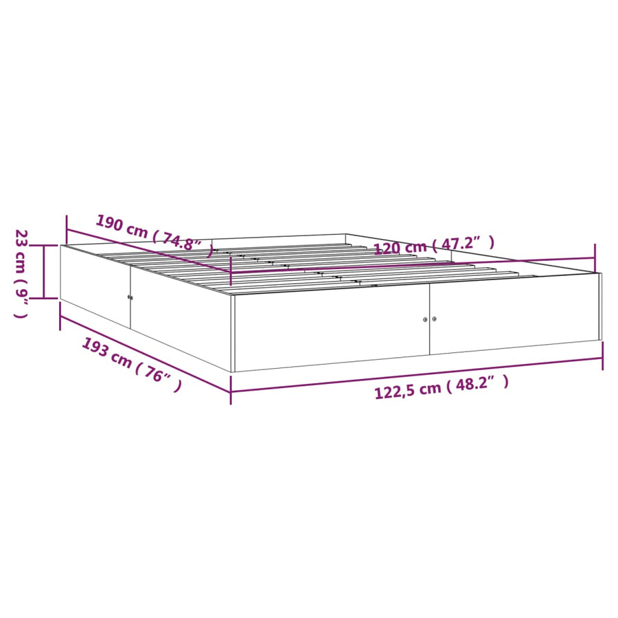 Bedframe Massief Hout 120X190 Cm Small Double