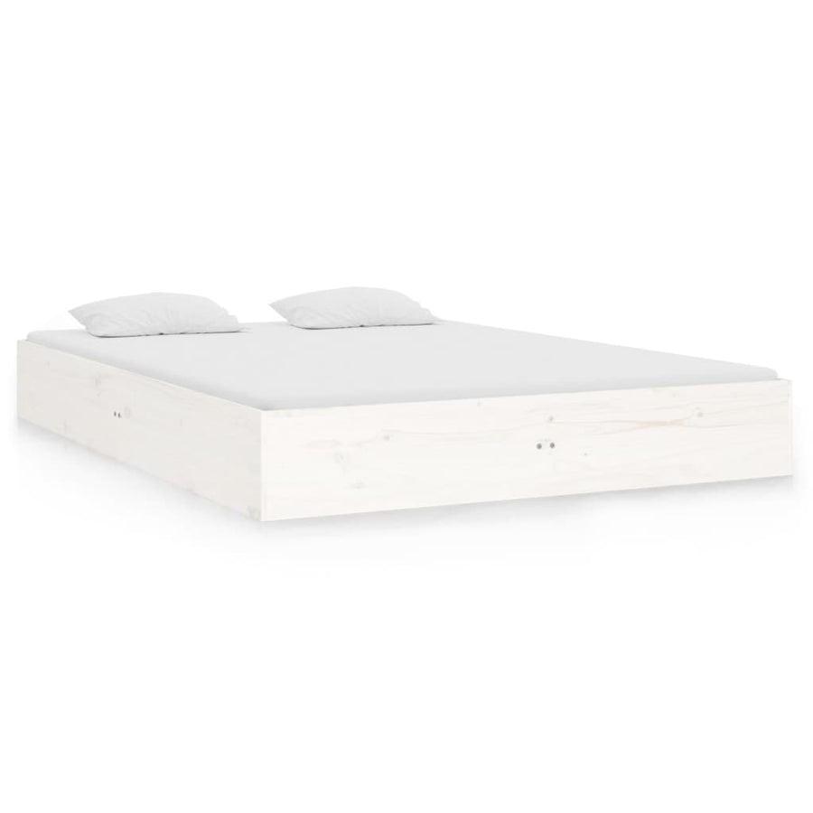 Bedframe Massief Hout Wit 120X190 Cm 4Ft Small Double