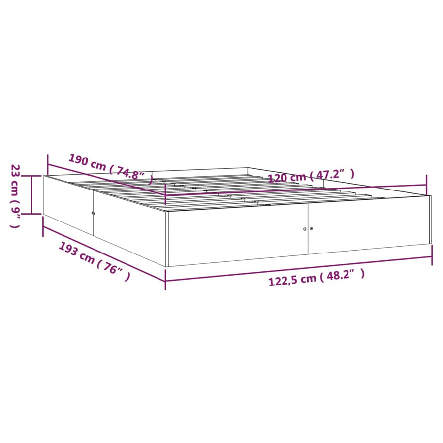 Bedframe Massief Hout Wit 120X190 Cm 4Ft Small Double
