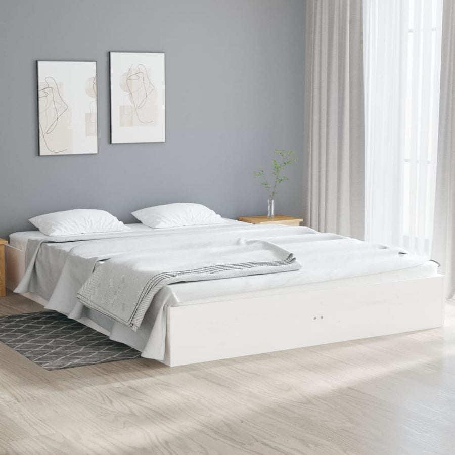 Bedframe Massief Hout Wit 120X190 Cm 4Ft Small Double