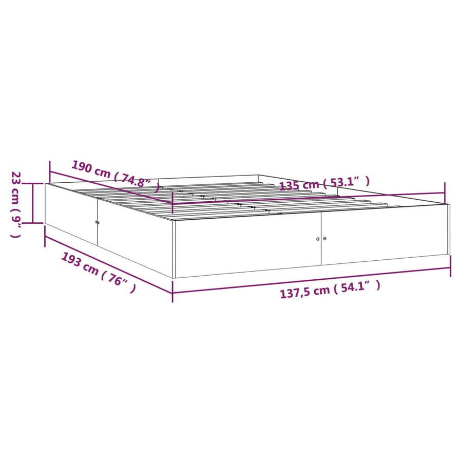 Bedframe Massief Hout 135X190 Cm Double