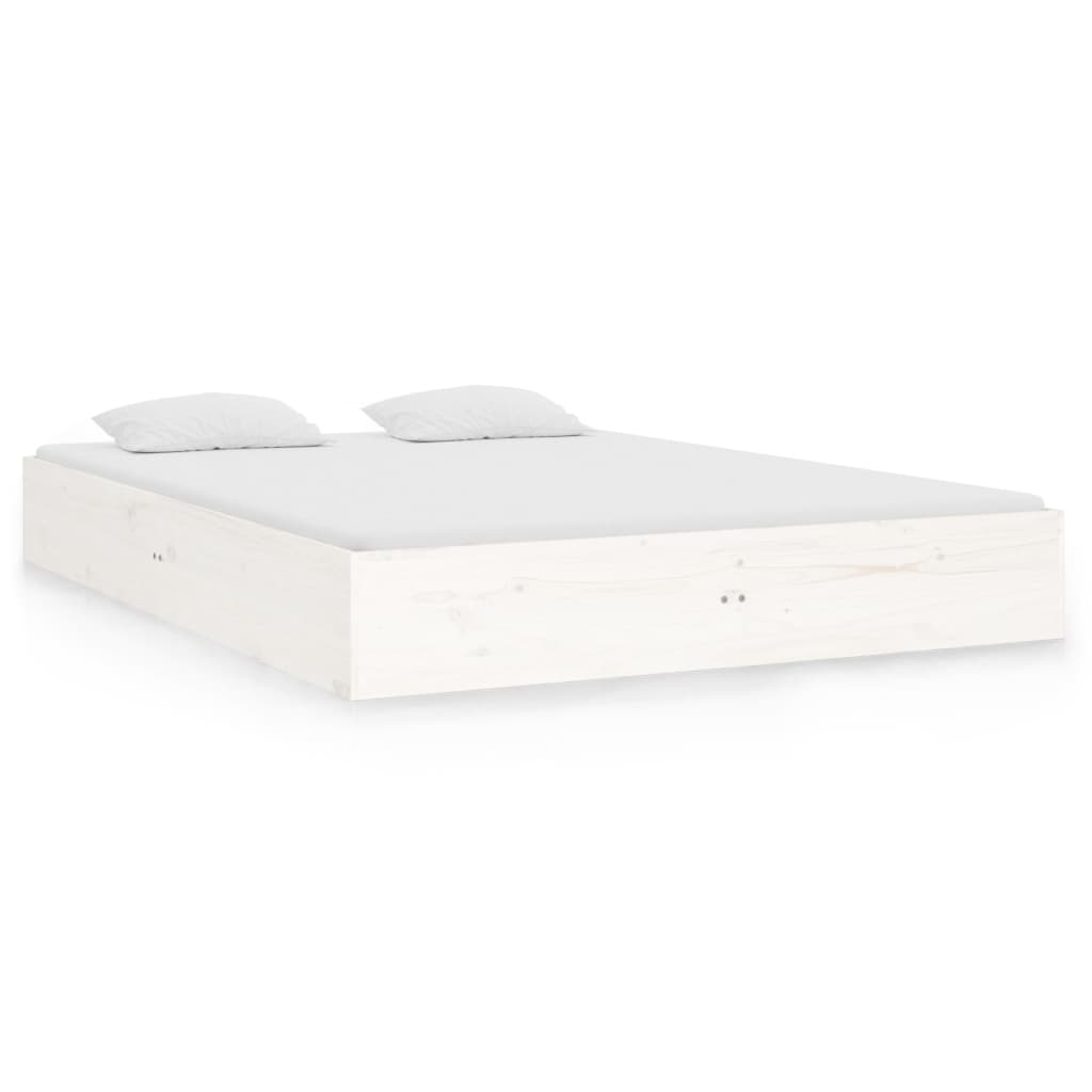 Bedframe Massief Hout Wit 135X190 Cm 4Ft6 Double