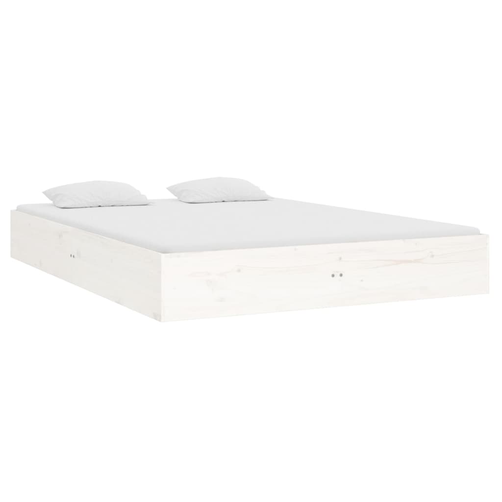 Bedframe Massief Hout Wit 135X190 Cm 4Ft6 Double
