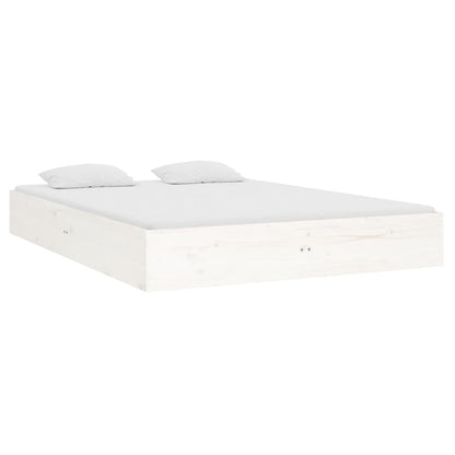 Bedframe Massief Hout Wit 135X190 Cm 4Ft6 Double