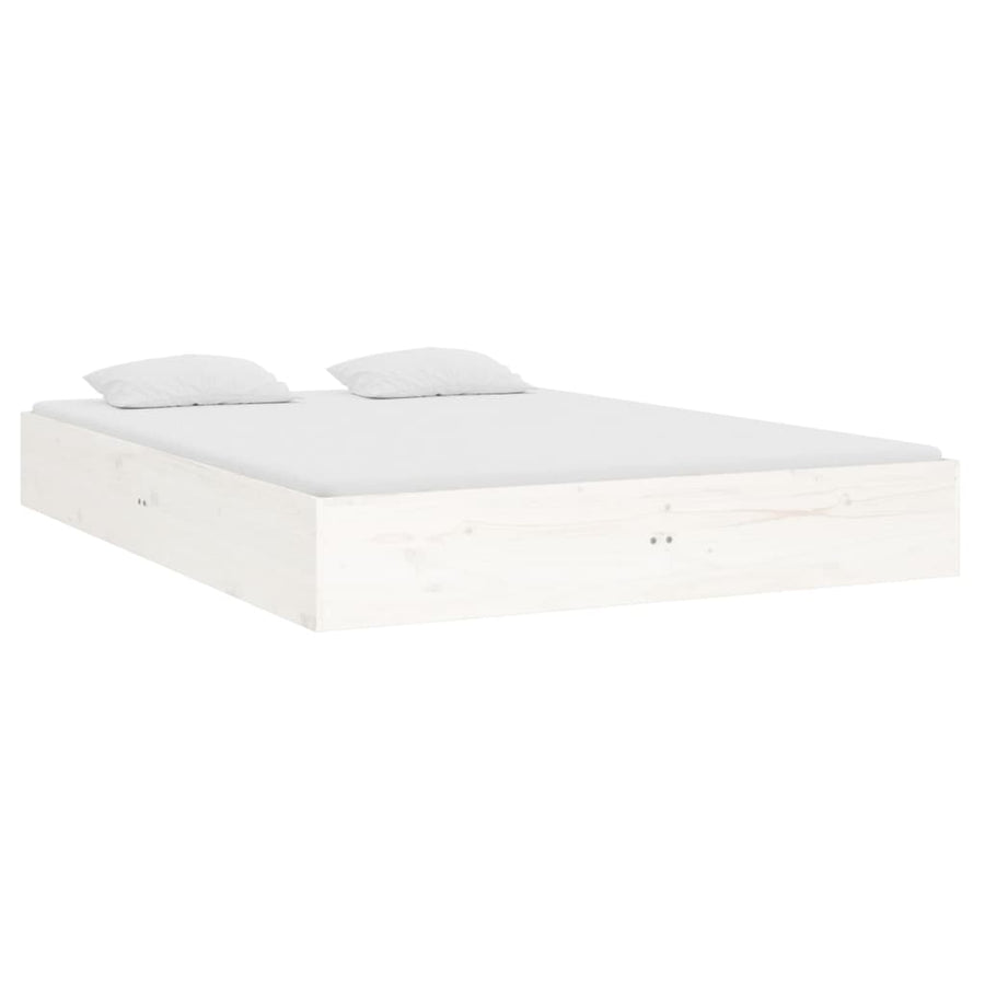 Bedframe Massief Hout Wit 135X190 Cm 4Ft6 Double