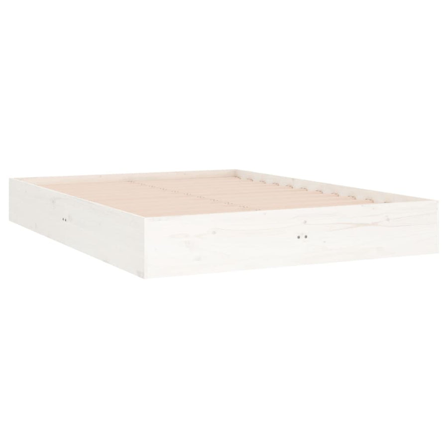 Bedframe Massief Hout Wit 135X190 Cm 4Ft6 Double