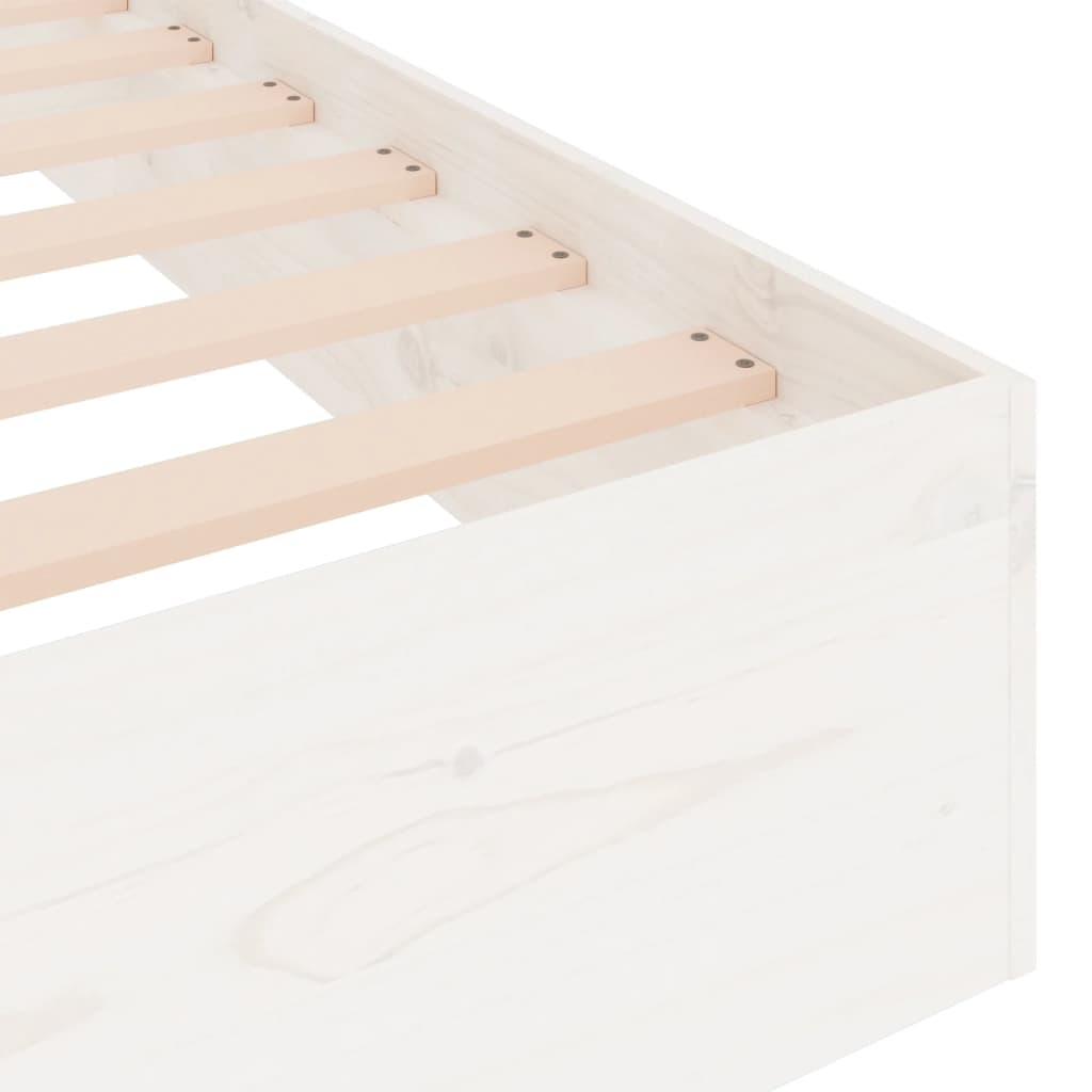 Bedframe Massief Hout Wit 135X190 Cm 4Ft6 Double