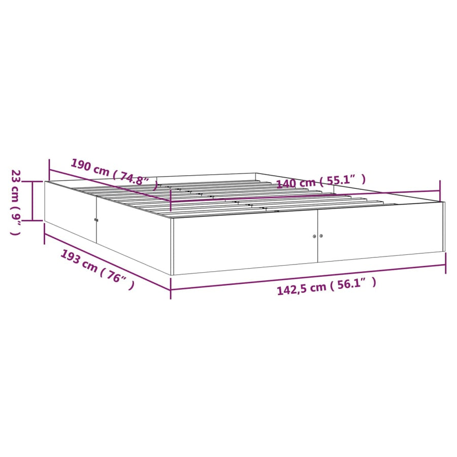 Bedframe Massief Hout 140X190 Cm