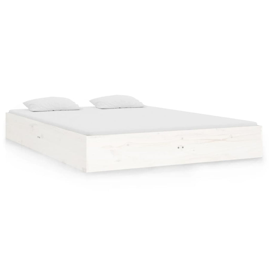Bedframe Massief Hout Wit 140X190 Cm