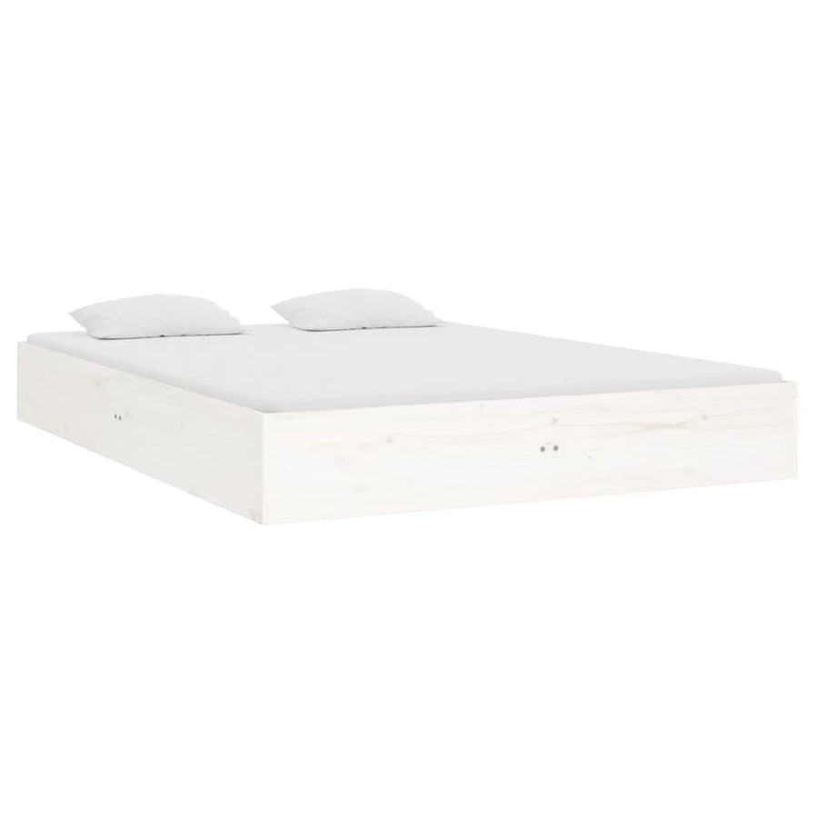 Bedframe Massief Hout Wit 140X190 Cm