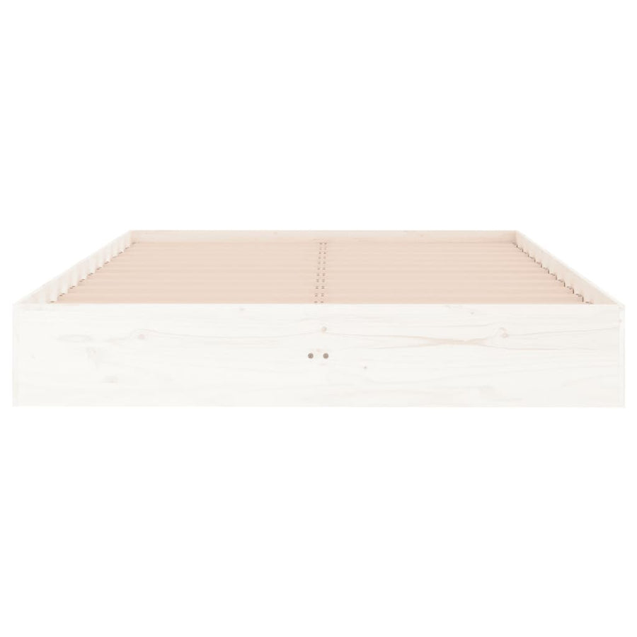 Bedframe Massief Hout Wit 140X190 Cm